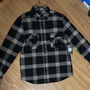 Brixton Black and Brown Plaid Shirt